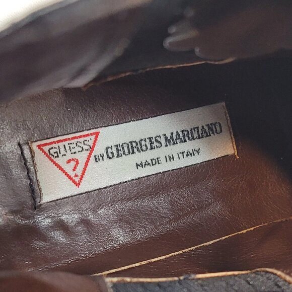 Vtg Guess by Georges Marciano Italy Black Leather Motorcycle Men Ankle Boots 8.5 main image 2